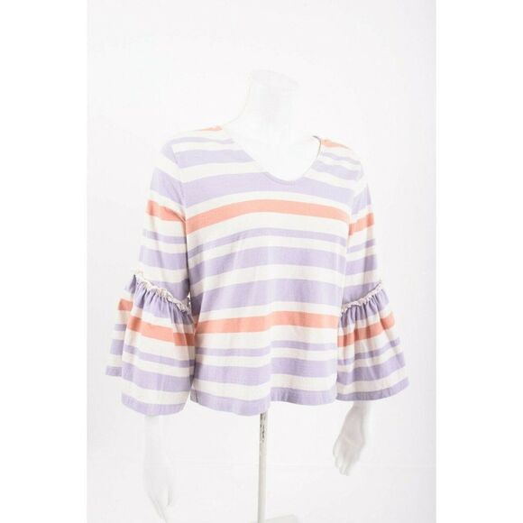 Madewell Womans Top Shirt Blouse Size M Fairhaven Striped Ruffle Bell Sleeve - Picture 5 of 6
